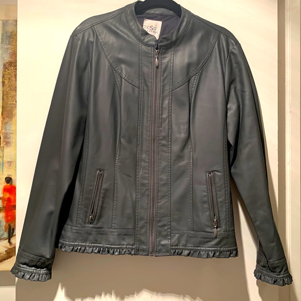 Faux Leather Jacket OSO Casuals XL - Women | Color: Grey | Size: XL